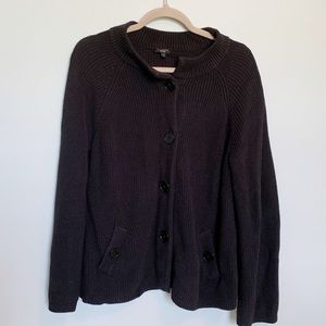 Talbots black shaker stitch cardigan sweater L